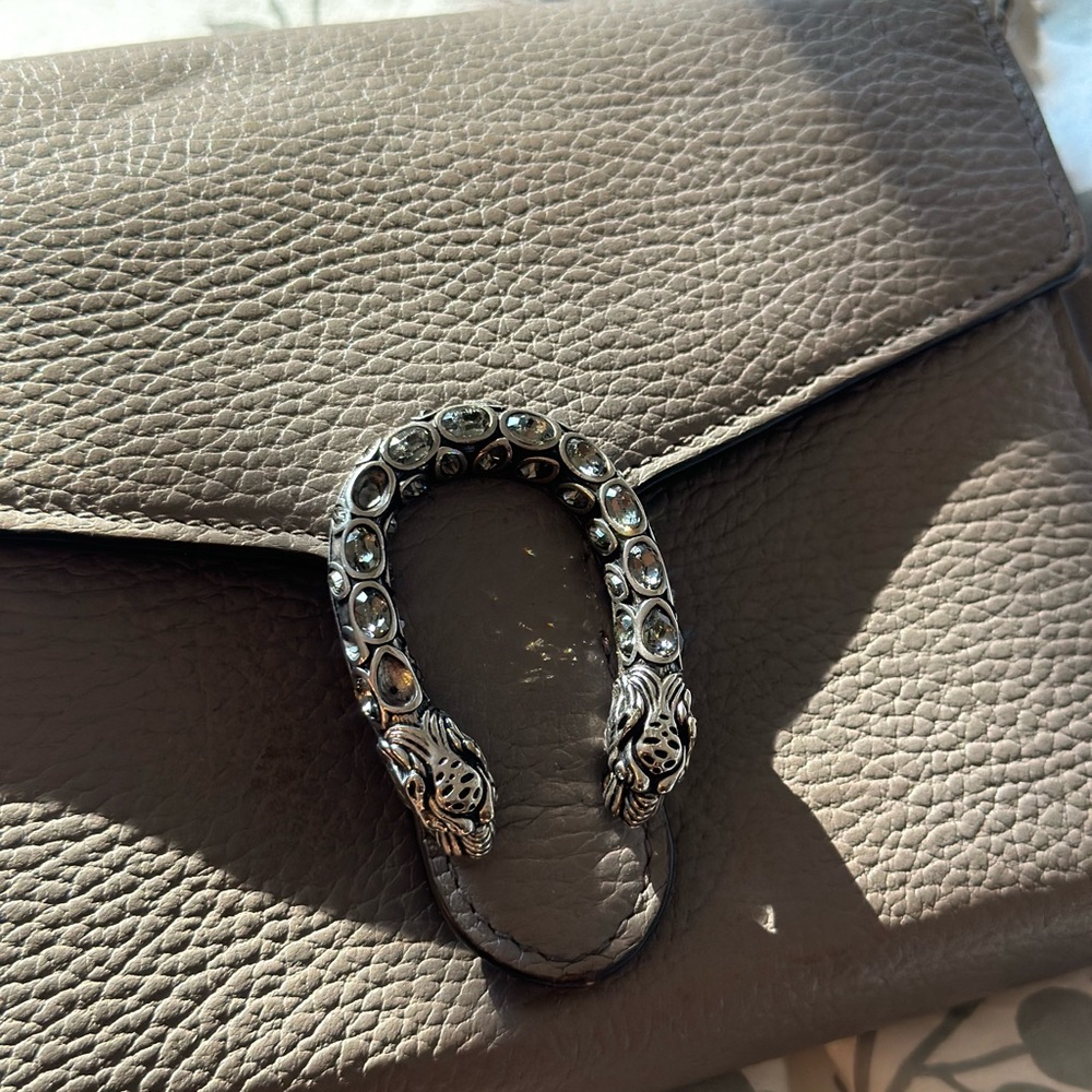 Dionysus Leather Crossbody Bag, Grey